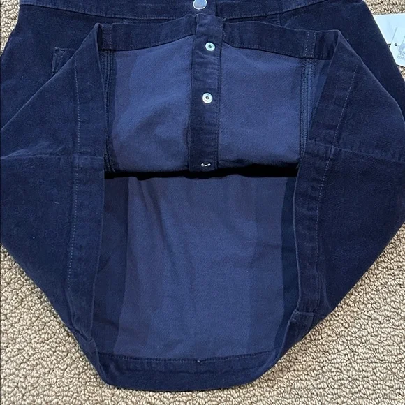 Urban Outfitters Navy Blue A-Line Velvet Mini Skirt Medium Patch Pockets - Picture 11 of 14